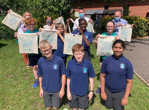 South Gloucester school children with Squidge and Snap bags