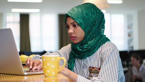 Young woman working on a laptop